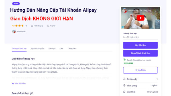 Hướng dẫn nâng cấp tài khoản Alipay